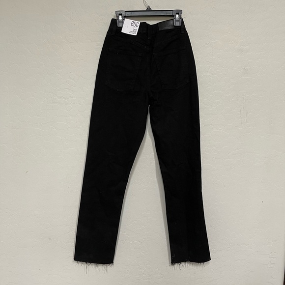 BDG Dillon high rise slim straight black denim ankle raw hem jeans size 24 - Picture 6 of 8